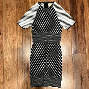 Torn by Ronny Kobo black and white short sleeve knit dress size small